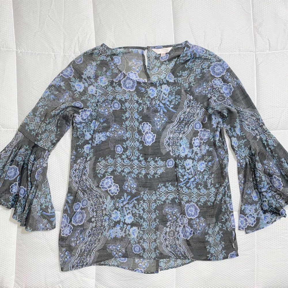 3/$25 Lauren Conrad Women's Bell Sleeves Blouse Floral Size L - Picture 3 of 9